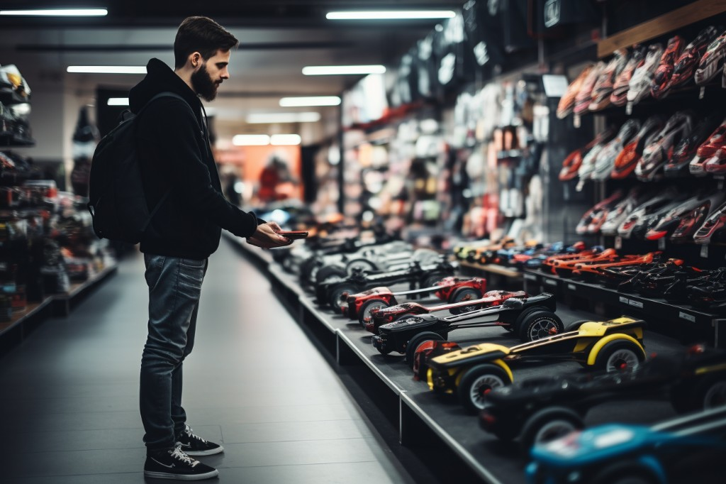 A buyer comparing specifications of different electric skateboards - Berlin, Germany