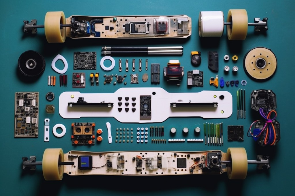 A DIY electric skateboard kit with various components - Chicago, USA