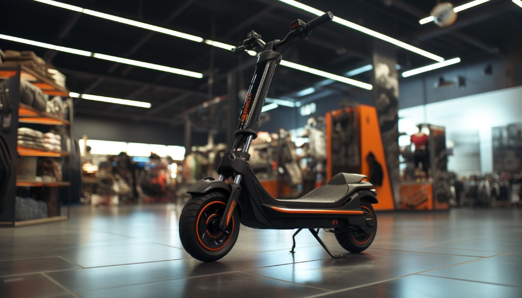 A heavy-duty electric scooter displayed in a showroom - Sydney, Australia