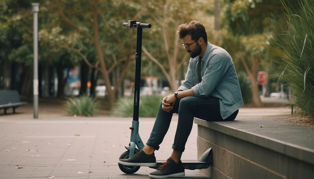 A man pondering over whether to choose an electric scooter or a bicycle for his daily commute - Sydney, Australia
