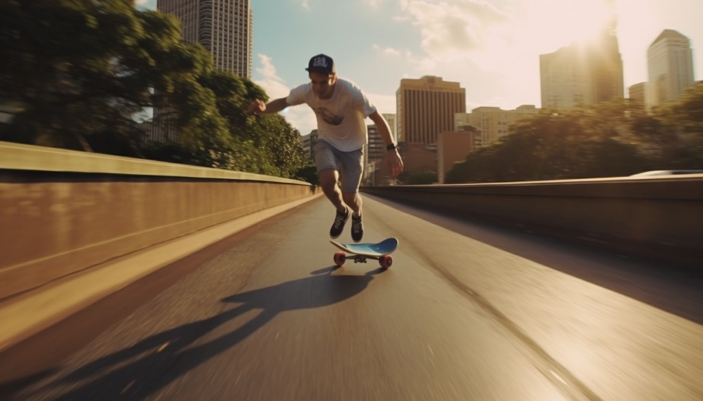 A person increasing the speed of their electric skateboard - Sydney, Australia