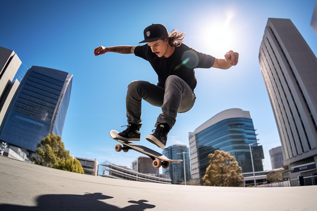 A professional skateboarder skillfully dropping in - Sydney, Australia
