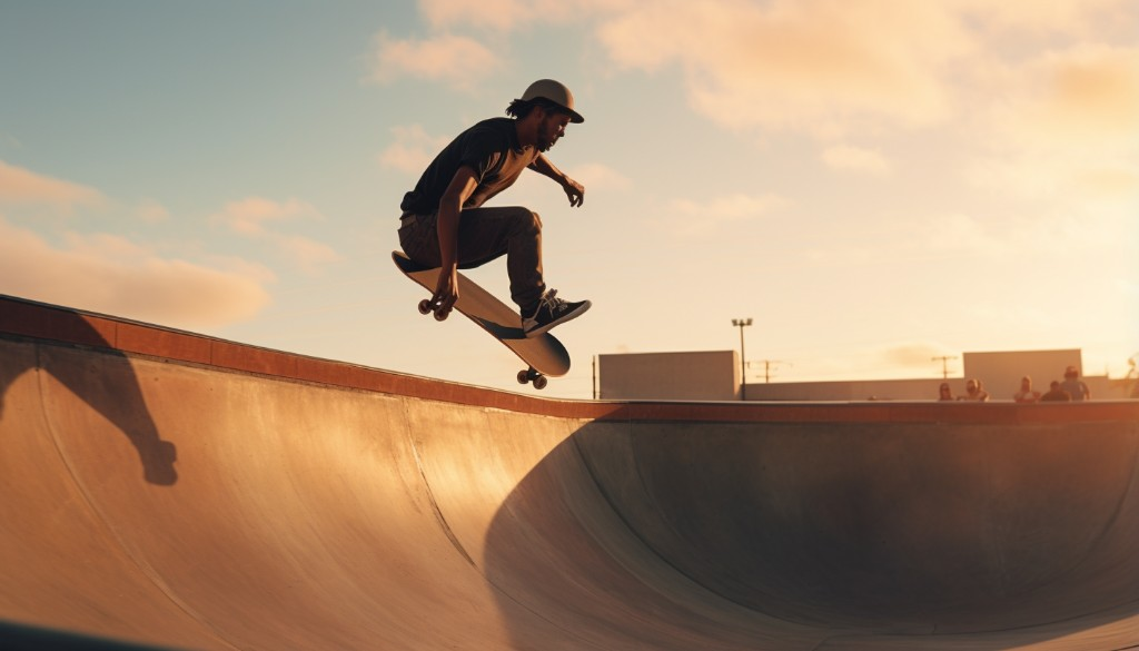 A rider practicing a safe fall at a skatepark - Los Angeles, California