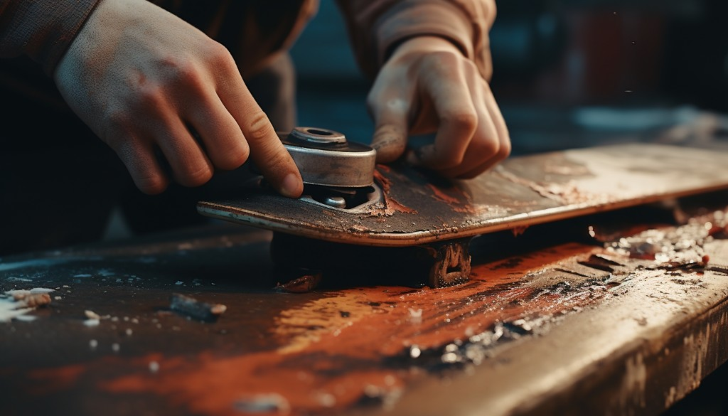 A rusty skateboard part being cleaned - London, UK