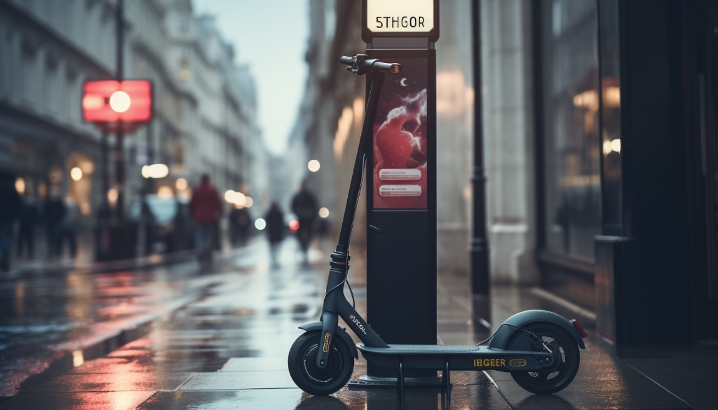 A sign indicating electric scooter laws in a city center - London, UK