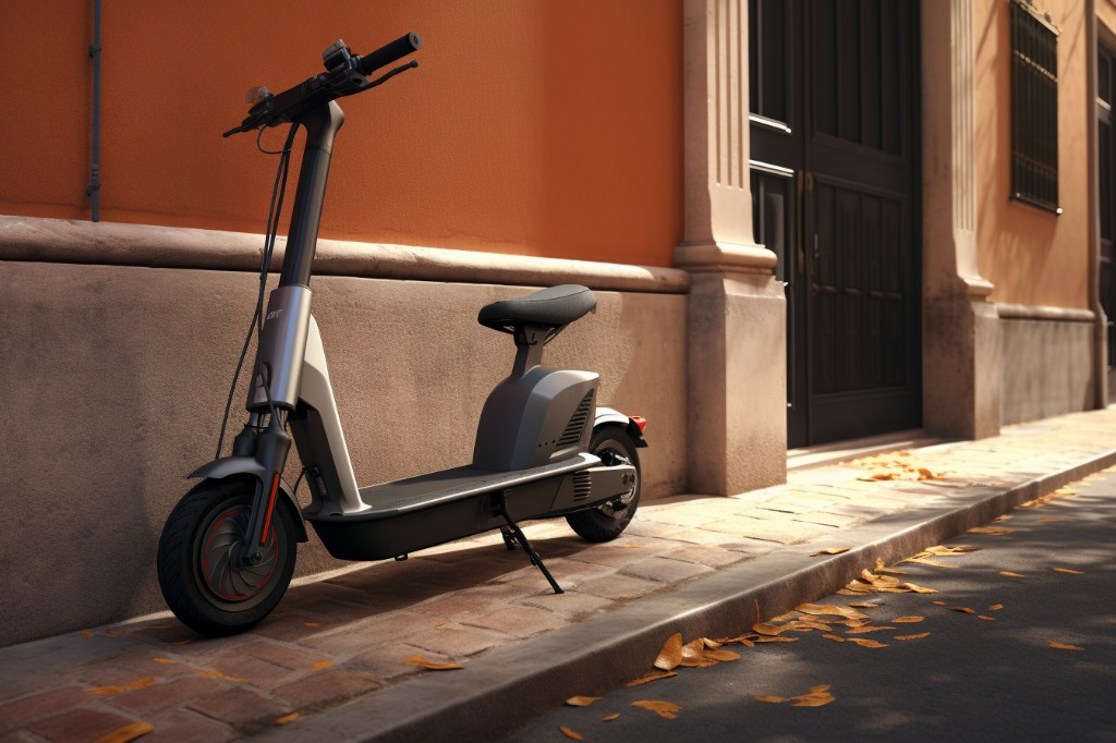 An electric scooter being charged properly - Barcelona, Spain