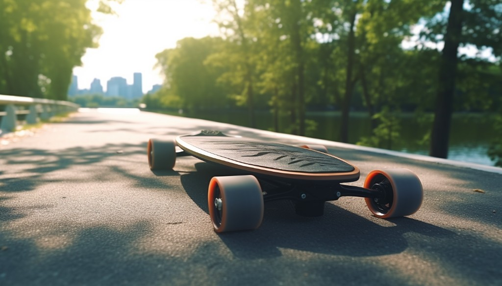 An electric skateboard on a test ride in a park - Toronto, Canada