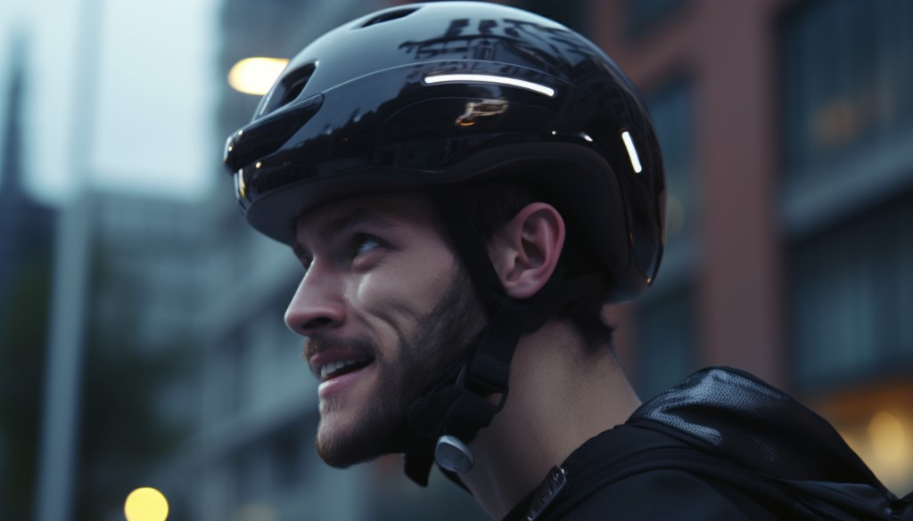 An electric skateboarder wearing a helmet for head injury prevention - Berlin, Germany