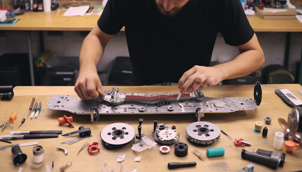 Assembling parts of a DIY electric skateboard - London, UK