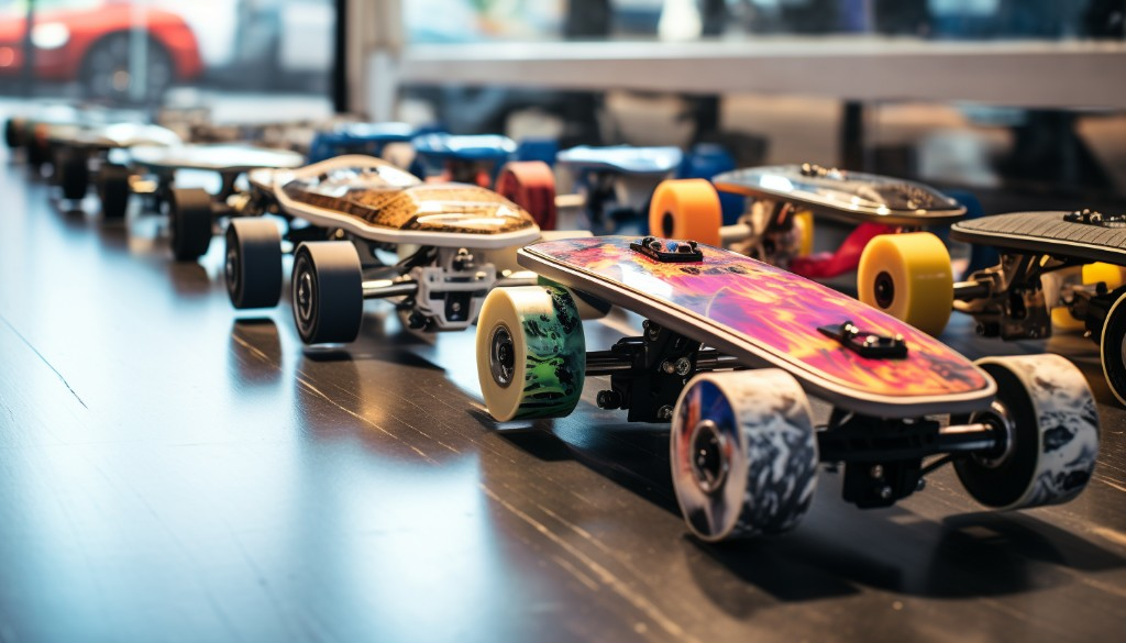 Different models of electric skateboards with varying price tags - Toronto, Canada