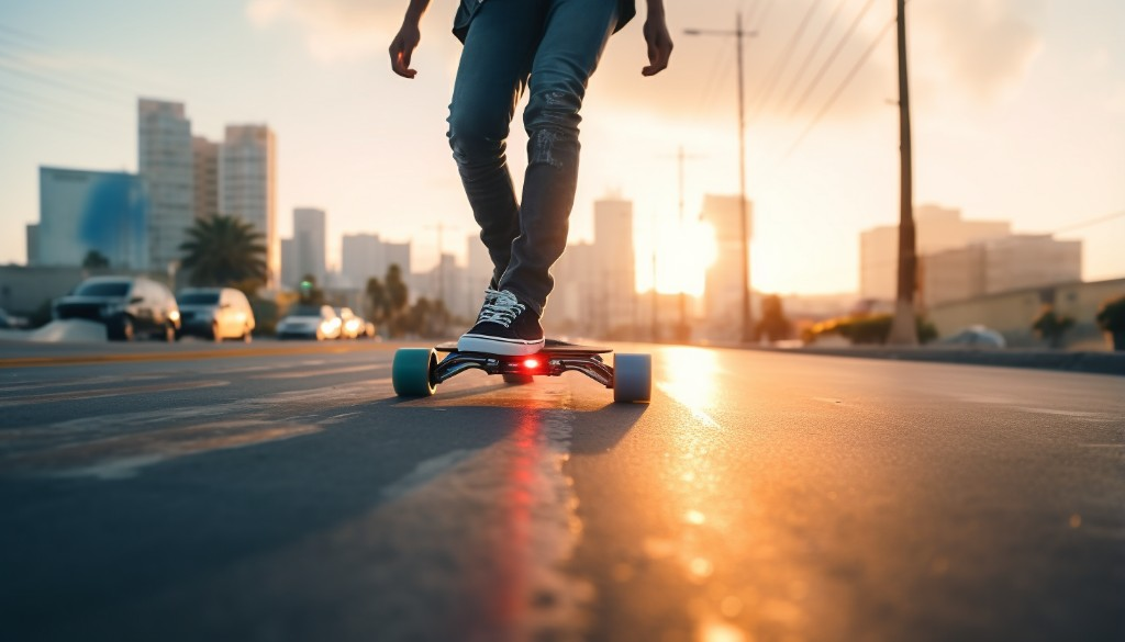 Electric Skateboard with visible motor - Los Angeles, USA