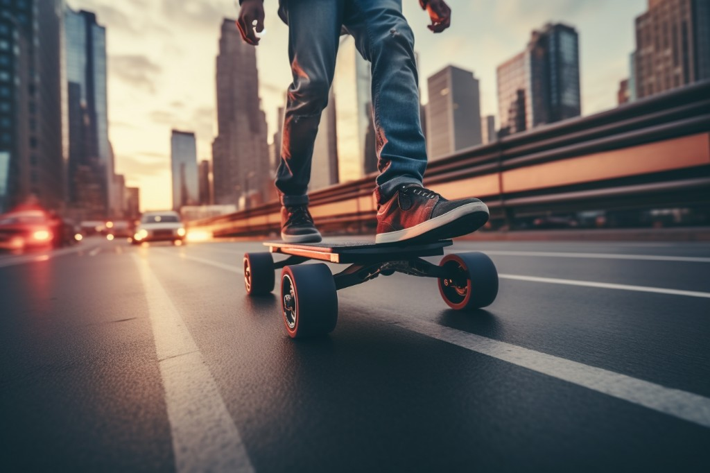 Modern electric skateboard showcasing advanced technology - New York, USA